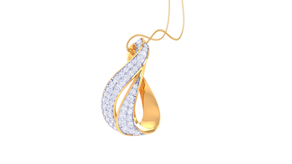 Dual-Curve Teardrop Motif Pendant In Gold0.48 Ct Dazzling Diamond Pavé