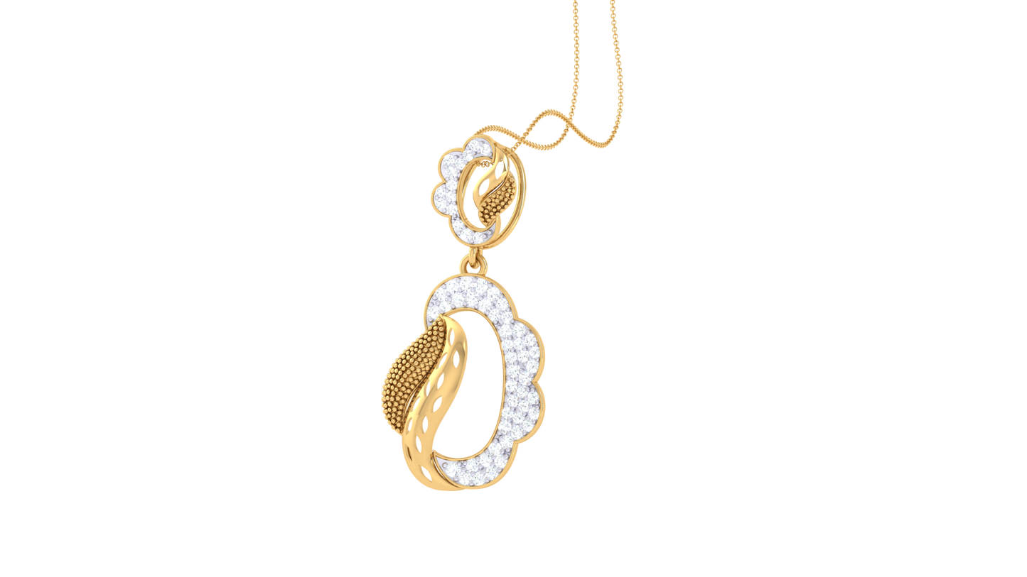 Dual Harmony Gold Pendant - 0.32 Ct Diamond Accents