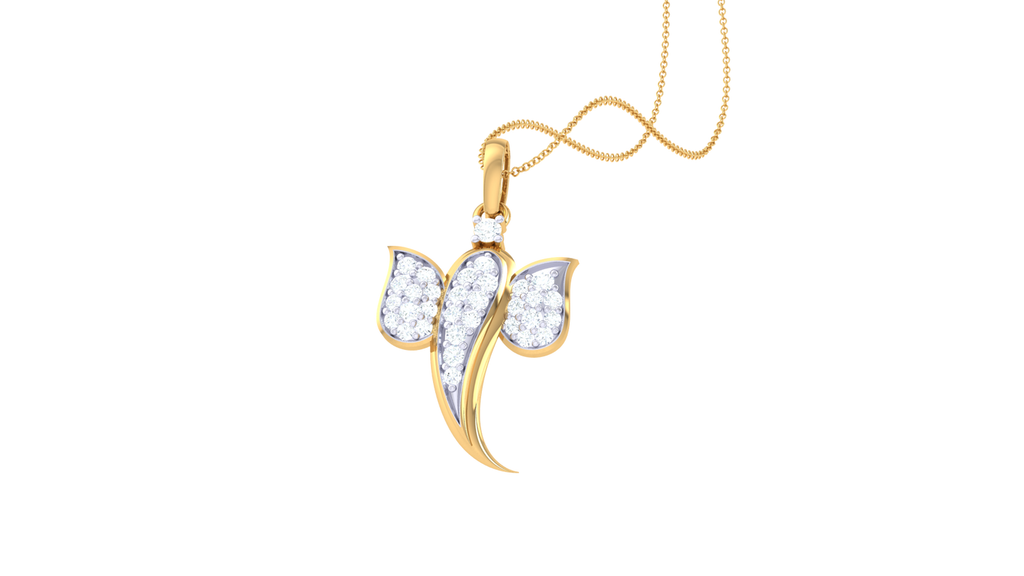 Shree Ganesha Diamond Pendant In Gold – 0.22 Ct Brilliant Cut