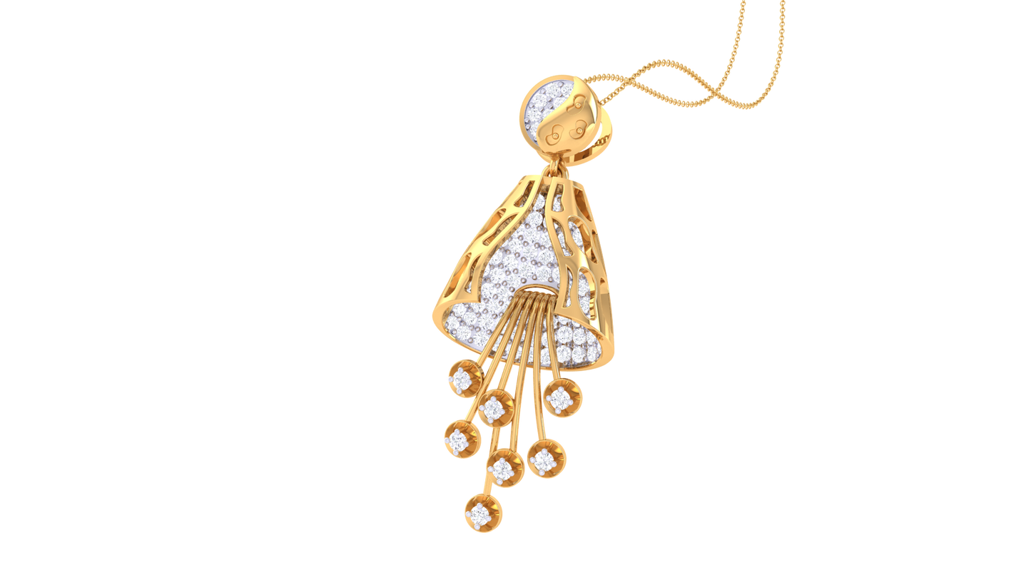 Sparking Harlequin Pendent In Rose Gold - 0.79 Ct Round Cut Diamonds