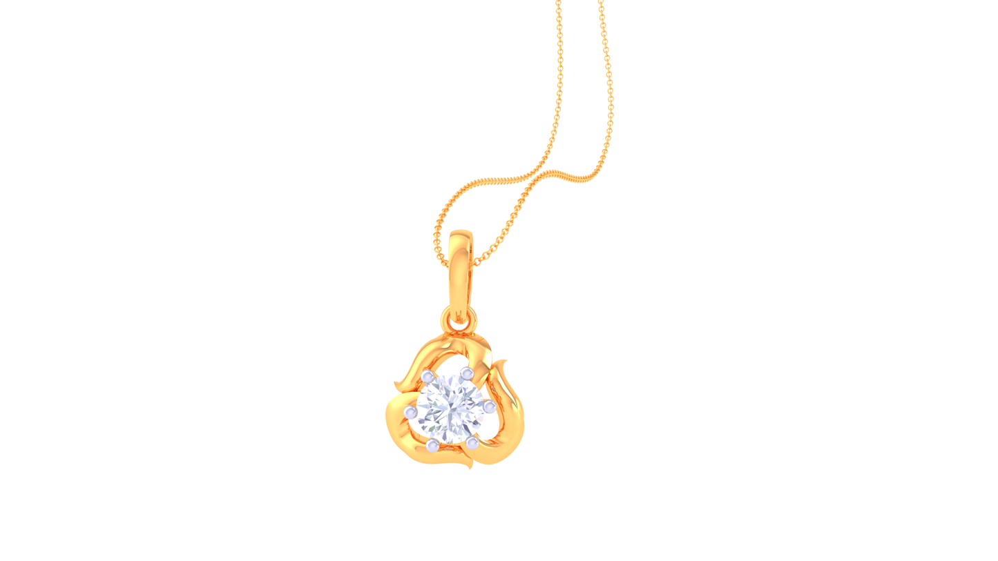 Twisted Radiance Solitaire Pendent In Gold - 0.59Ct Round Cut Diamond