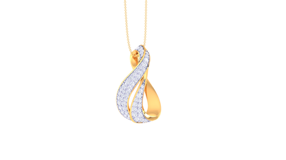 Dual-Curve Teardrop Motif Pendant In Gold0.48 Ct Dazzling Diamond Pavé