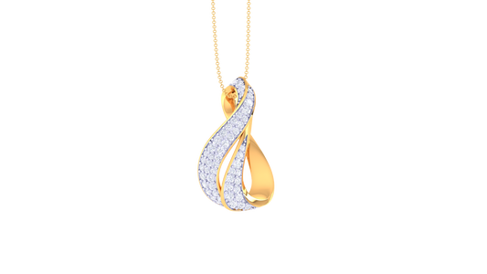 Dual-Curve Teardrop Motif Pendant In Gold0.48 Ct Dazzling Diamond Pavé