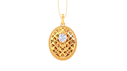 Lattice Embrace Pendant In Gold - 0.59 Ct Brilliant Round Cut Diamond