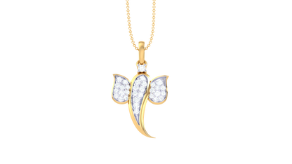 Shree Ganesha Diamond Pendant In Gold – 0.22 Ct Brilliant Cut
