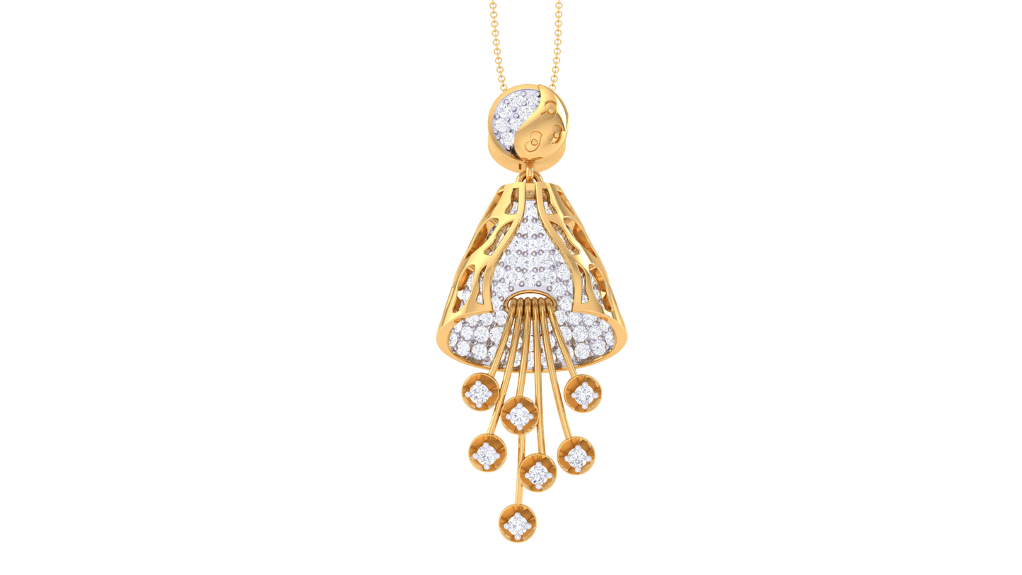 Sparking Harlequin Pendent In Rose Gold - 0.79 Ct Round Cut Diamonds