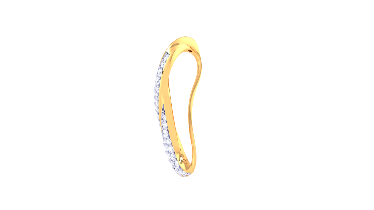 Dual-Curve Teardrop Motif Pendant In Gold0.48 Ct Dazzling Diamond Pavé