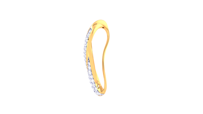 Dual-Curve Teardrop Motif Pendant In Gold0.48 Ct Dazzling Diamond Pavé