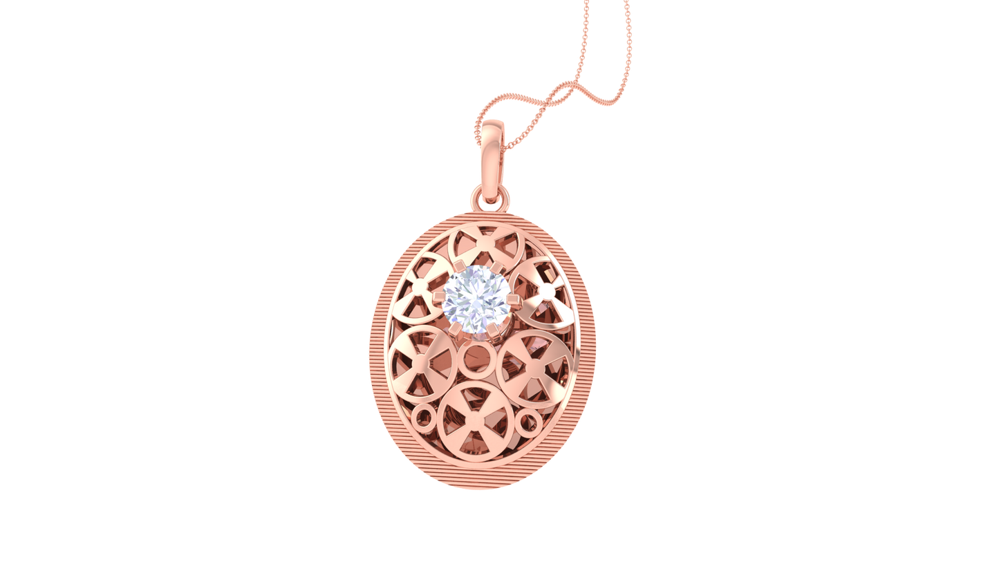 Lattice Embrace Pendant In Gold - 0.59 Ct Brilliant Round Cut Diamond
