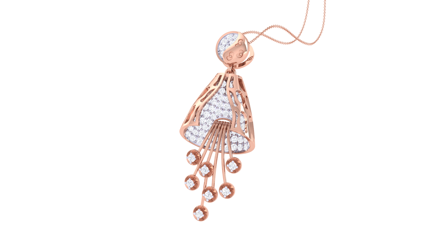 Sparking Harlequin Pendent In Rose Gold - 0.79 Ct Round Cut Diamonds