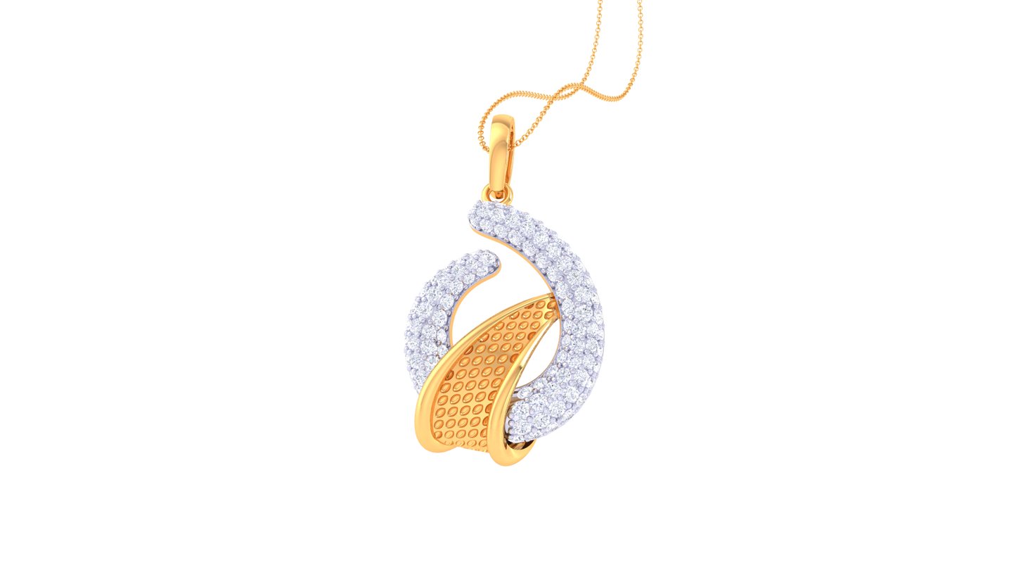 Ovel Swiral Diamond Pendent In Gold - 1.08 Ct