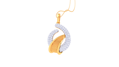 Ovel Swiral Diamond Pendent In Gold - 1.08 Ct