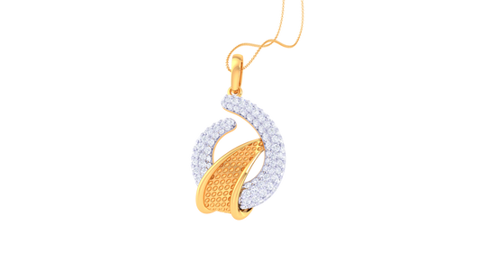 Ovel Swiral Diamond Pendent In Gold - 1.08 Ct