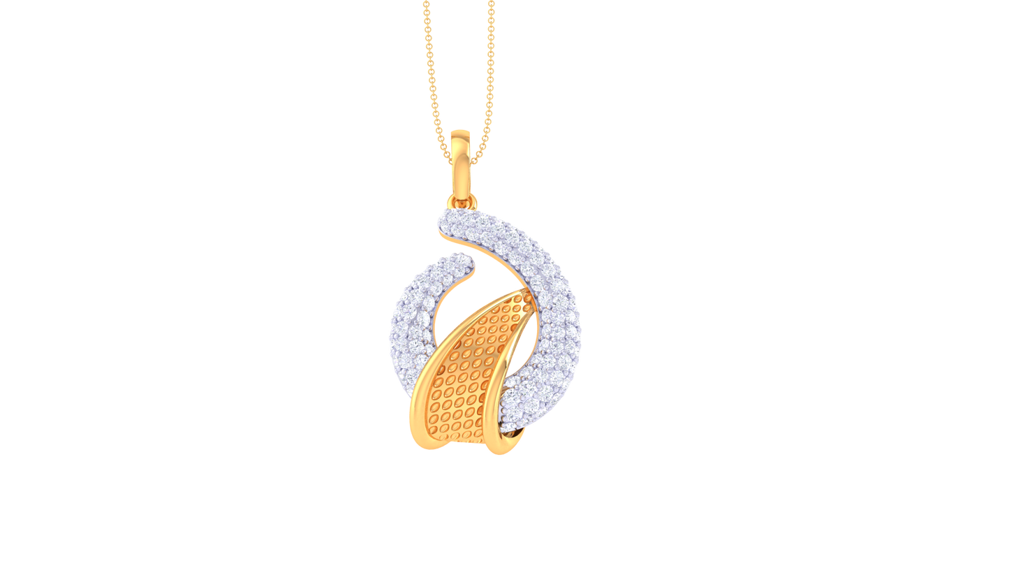 Ovel Swiral Diamond Pendent In Gold - 1.08 Ct