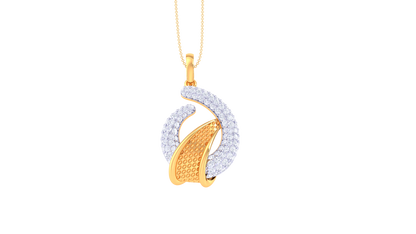 Ovel Swiral Diamond Pendent In Gold - 1.08 Ct