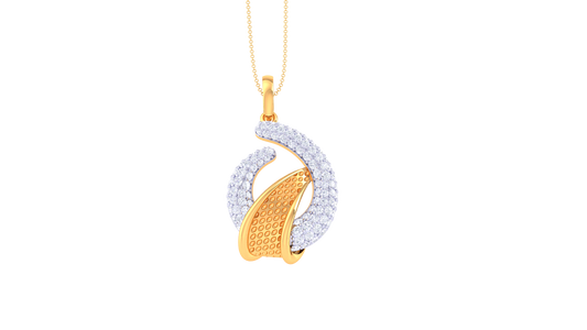 Ovel Swiral Diamond Pendent In Gold - 1.08 Ct
