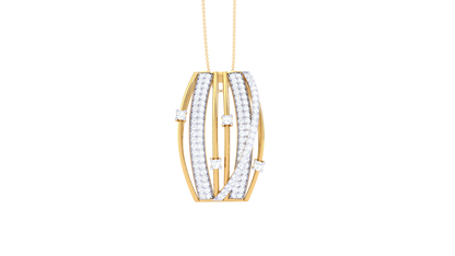 Starlight Cylinder Golden Pendent – 0.74 Ct Sparkling Diamonds