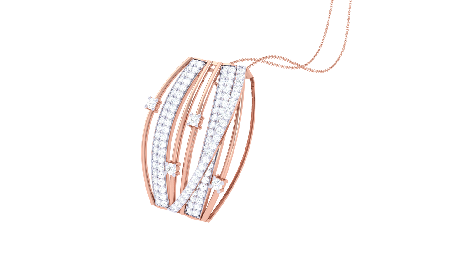 Starlight Cylinder Golden Pendent – 0.74 Ct Sparkling Diamonds