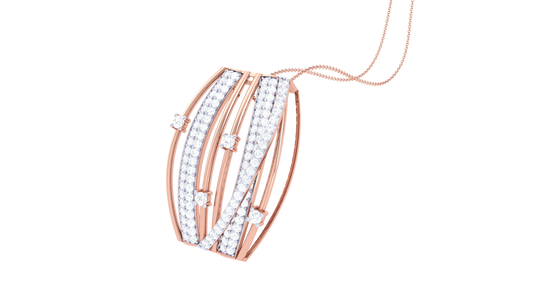 Starlight Cylinder Golden Pendent – 0.74 Ct Sparkling Diamonds