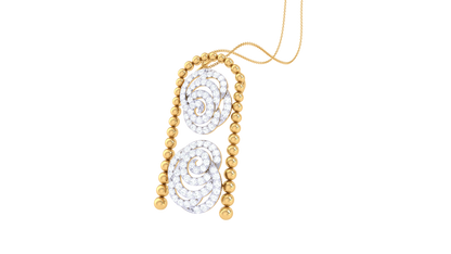 Twin Spiral Pendant In Gold – 0.56 Ct Pave Set Diamonds