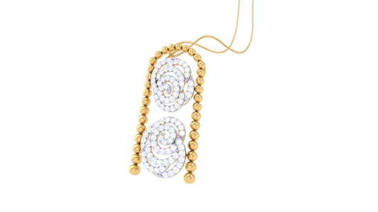 Twin Spiral Pendant In Gold – 0.56 Ct Pave Set Diamonds