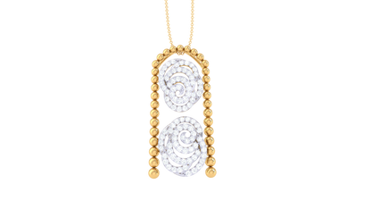 Twin Spiral Pendant In Gold – 0.56 Ct Pave Set Diamonds