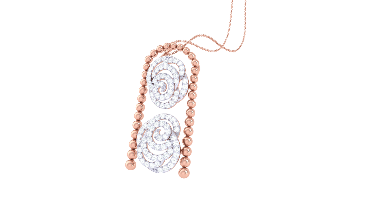 Twin Spiral Pendant In Gold – 0.56 Ct Pave Set Diamonds