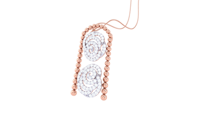Twin Spiral Pendant In Gold – 0.56 Ct Pave Set Diamonds