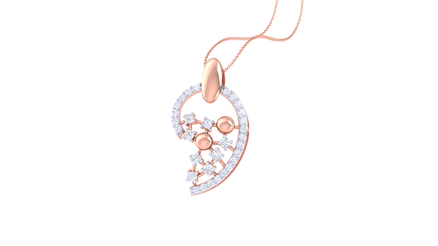 Floral Acent Heart Peandent With Diamond in Gold - 0.32 Ct