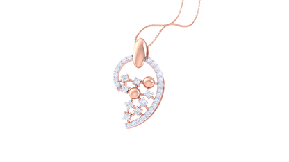 Floral Acent Heart Peandent With Diamond in Gold - 0.32 Ct