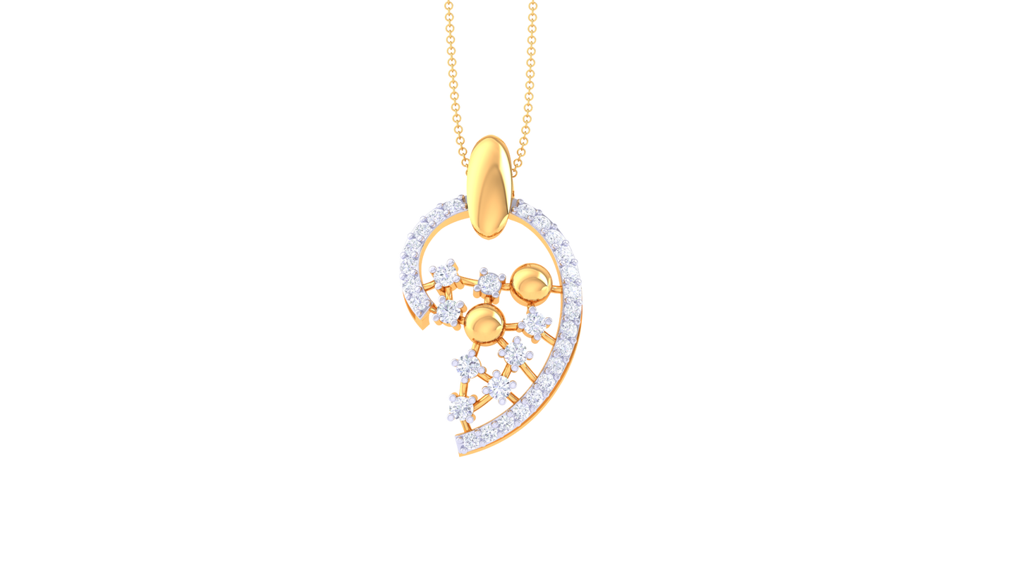 Floral Acent Heart Peandent With Diamond in Gold - 0.32 Ct