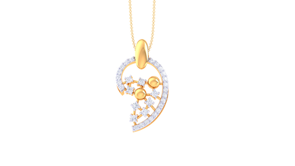 Floral Acent Heart Peandent With Diamond in Gold - 0.32 Ct