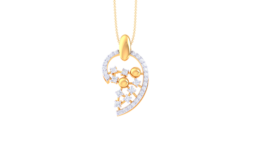 Floral Acent Heart Peandent With Diamond in Gold - 0.32 Ct