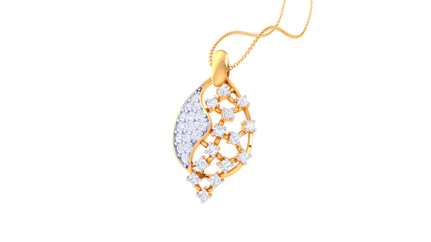Flooting Leaf Pendent With Diamond In Gold - 0.23 Ct