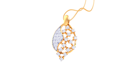 Flooting Leaf Pendent With Diamond In Gold - 0.23 Ct
