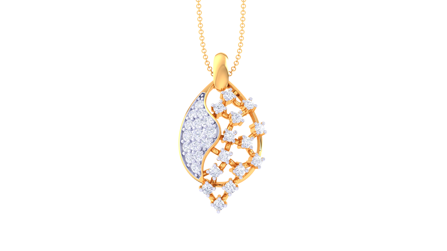Flooting Leaf Pendent With Diamond In Gold - 0.23 Ct