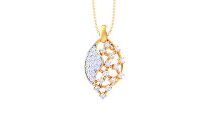 Flooting Leaf Pendent With Diamond In Gold - 0.23 Ct