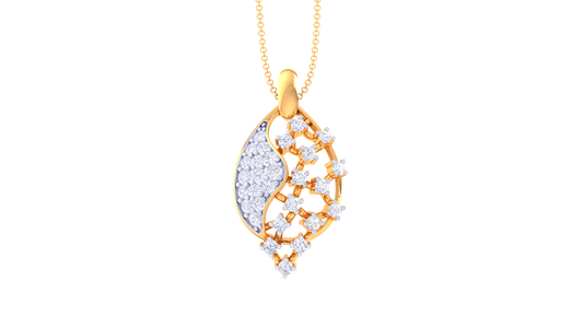 Flooting Leaf Pendent With Diamond In Gold - 0.23 Ct