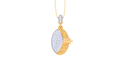 0.35 Ct Diamond Oval Pendant In Gold – Textured Brilliance and Timeless Elegance.