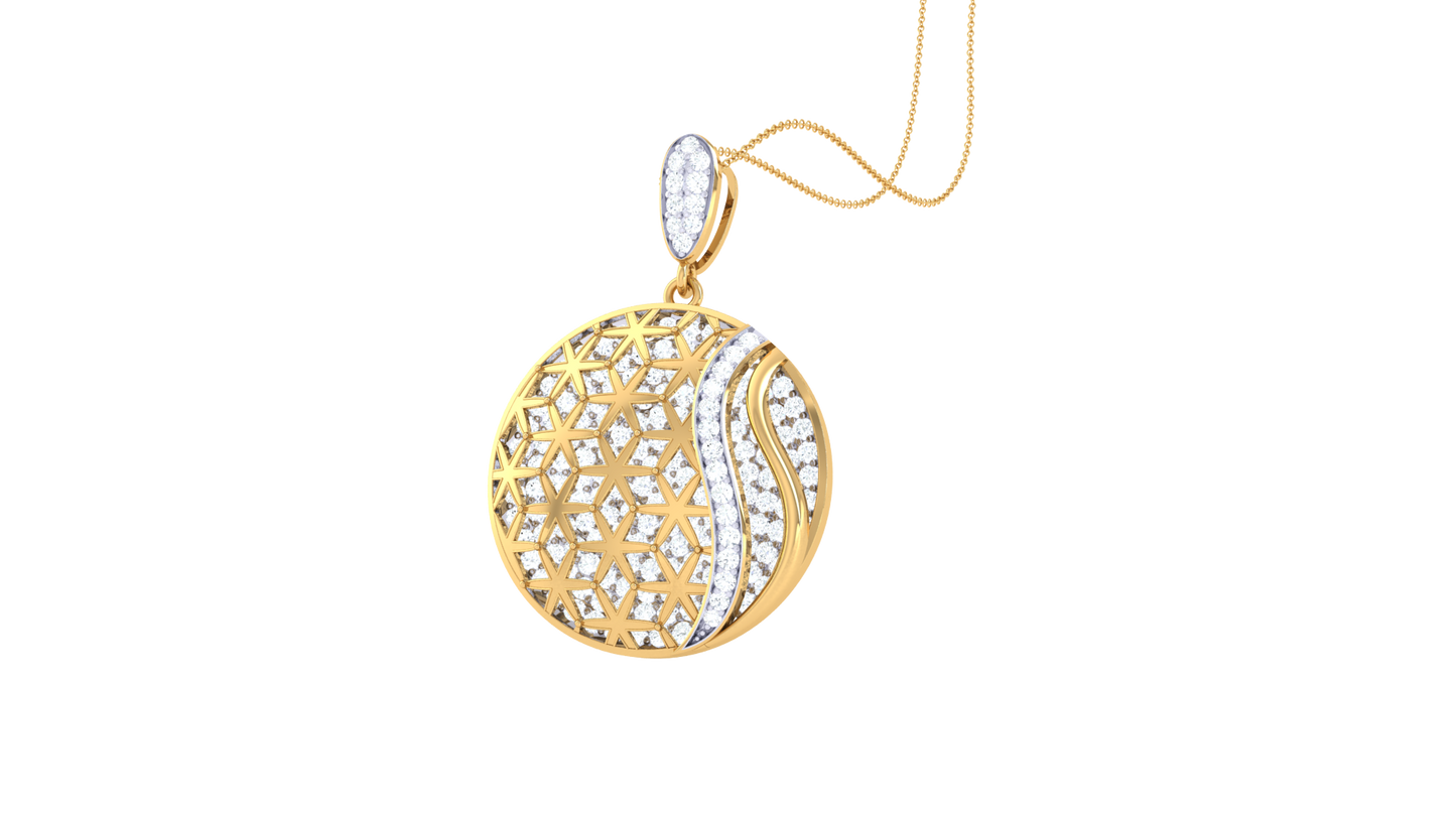 Geometric Harmony Pendant In Rose Gold – 1.55 Ct Pave Set Diamonds