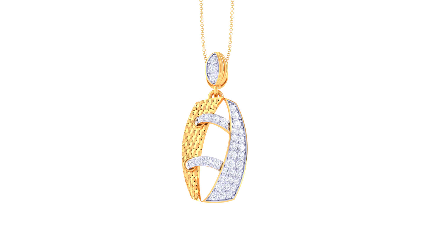 Touchdown Sparkle Gold Football Pendant - 0.35 Ct Brilliant Cut Diamonds