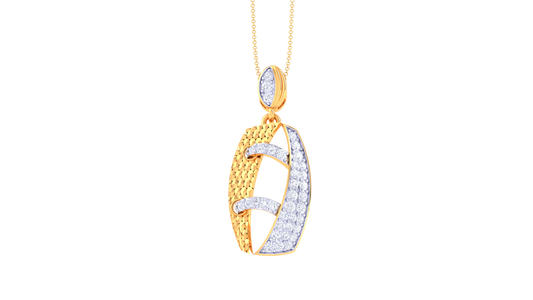 Touchdown Sparkle Gold Football Pendant - 0.35 Ct Brilliant Cut Diamonds