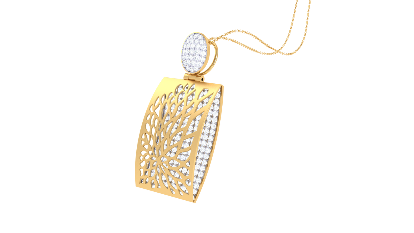 Botanical Brilliance Pendant In Gold – 1.75 Ct Sparkling Diamonds