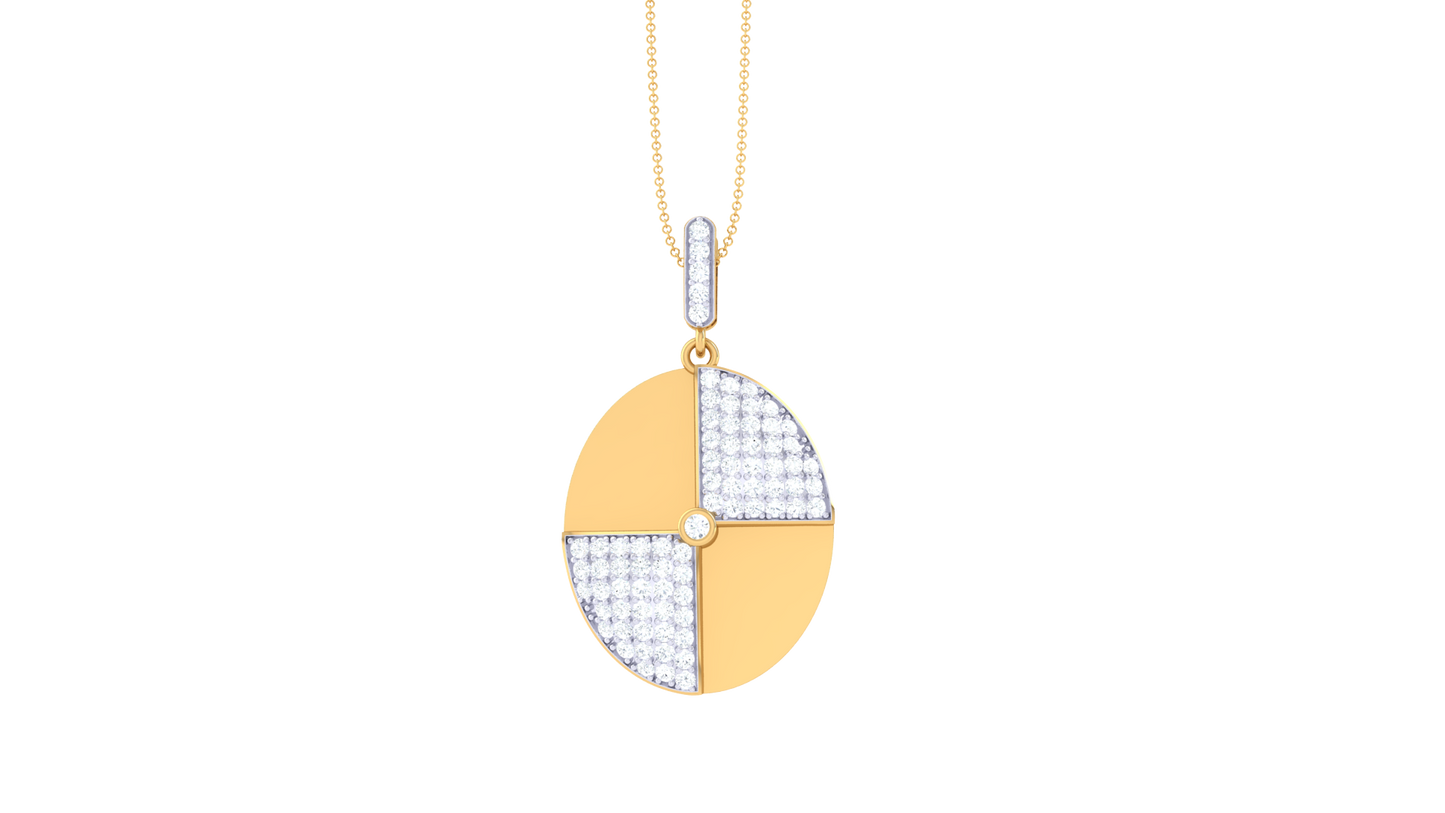 Dual Quadrant Gold Pendant - 0.62 Ct Pave Set Diamonds