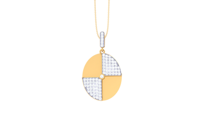 Dual Quadrant Gold Pendant - 0.62 Ct Pave Set Diamonds