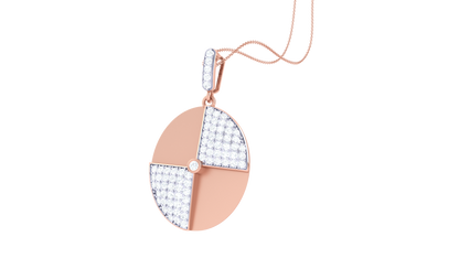 Dual Quadrant Gold Pendant - 0.62 Ct Pave Set Diamonds