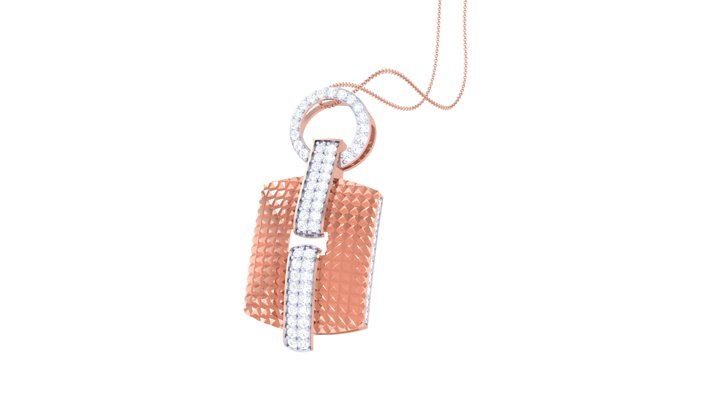 Textured Plaque Gold Pendant - 0.53 Ct Diamond-Accented Bars