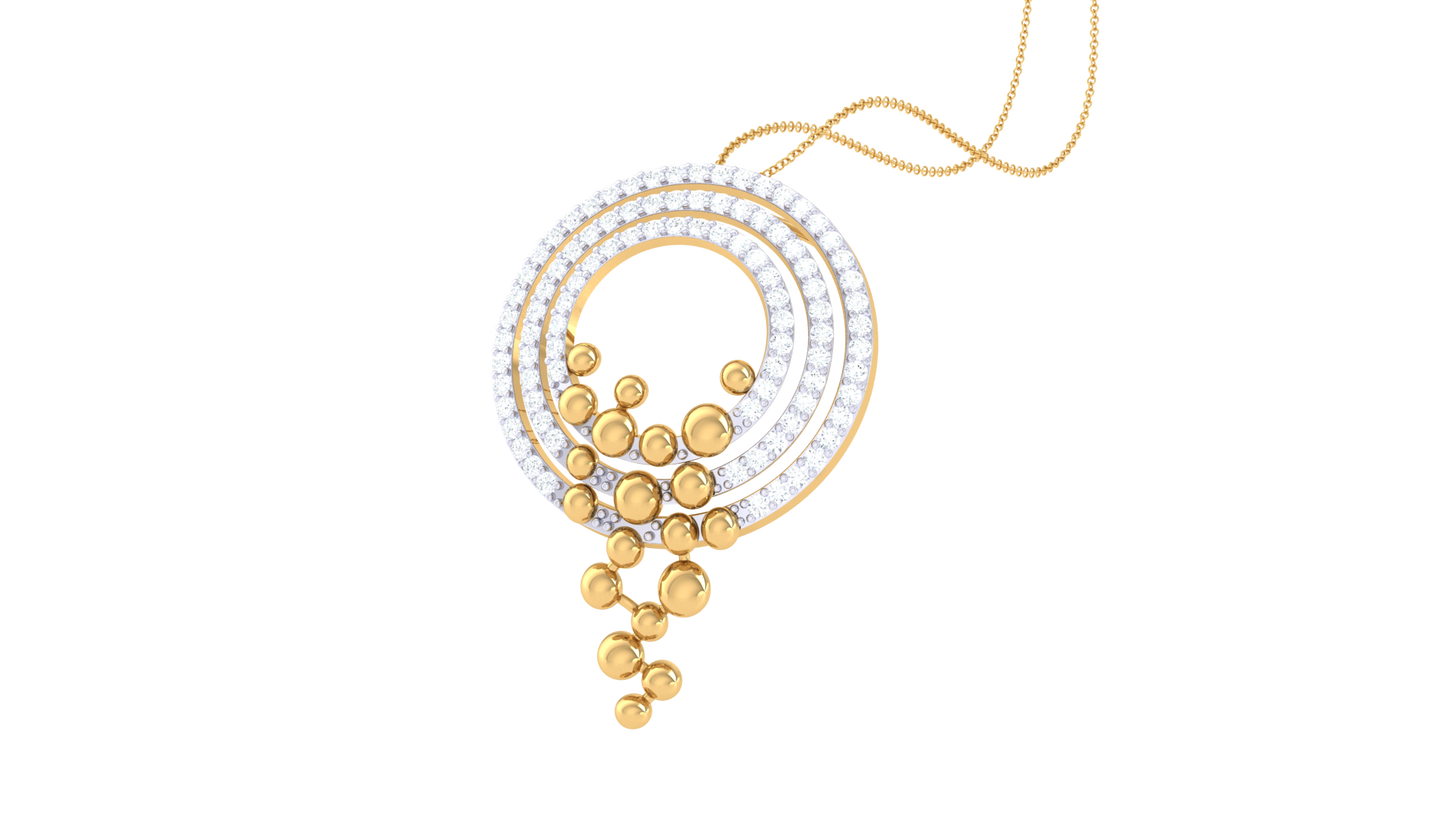 Orbit Cluster Pendent In Gold - 0.60 Ct Diamonds