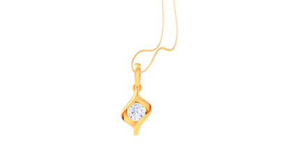 Flowing Solitaire Pendant Yellow Gold - 0.64 Ct Round Cut Diamond