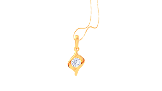 Flowing Solitaire Pendant Yellow Gold - 0.64 Ct Round Cut Diamond